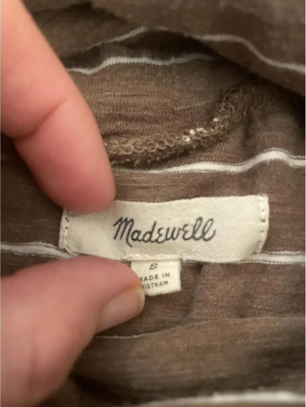 Madewell Striped Turtleneck Top Womens Size Small Brown White Casual Lightweight